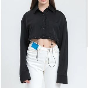 Danielle Guizio Drawstring Silk Blouse